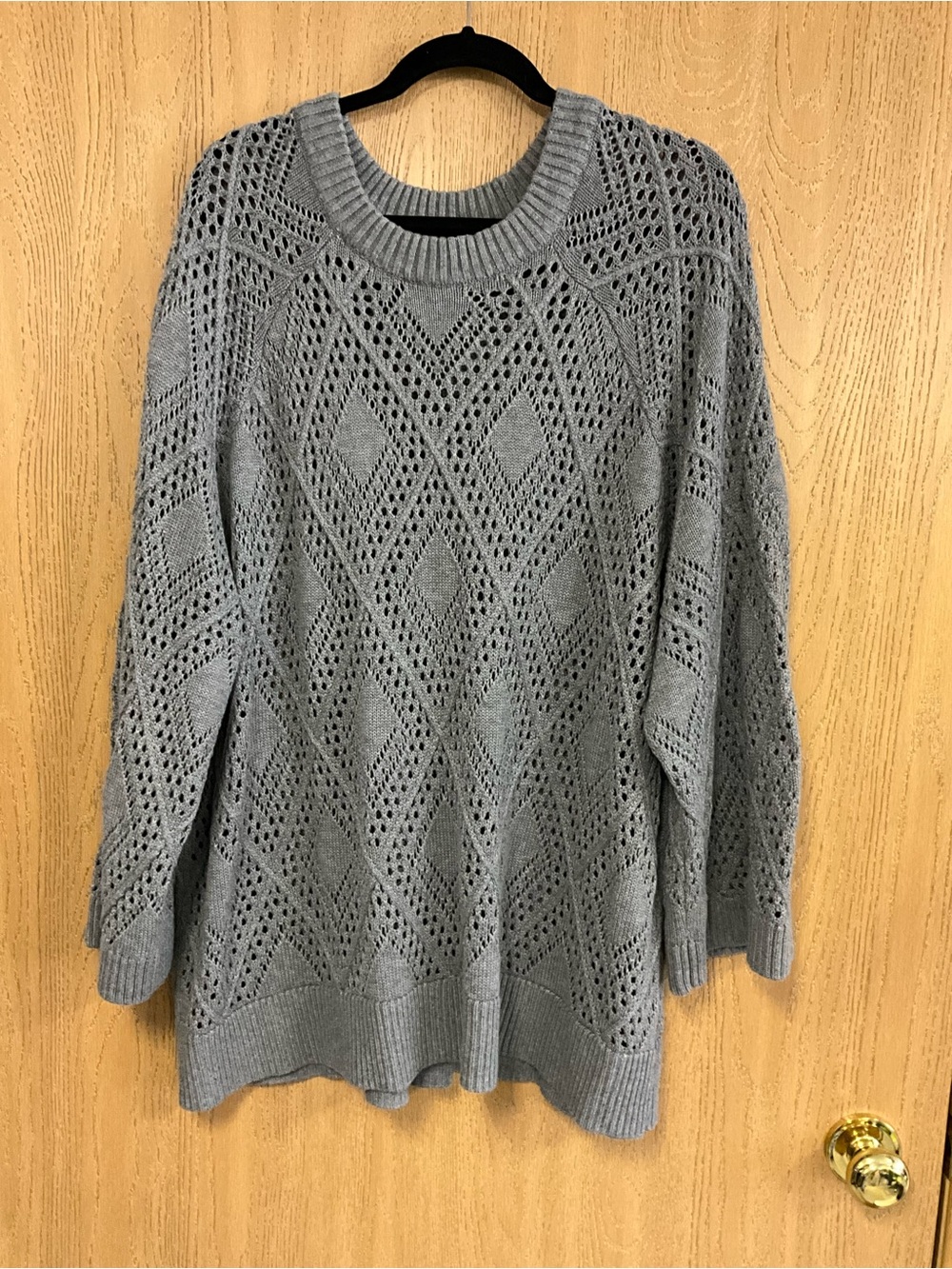 torrid Gray Open-Stitch Crewneck Sweater